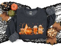 fall coffee shirt,vintage halloween sweatshirt,fall shirts for women,pumpkin spice halloween shirt,pumpkin spice gnome s