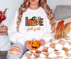 love fall y'all shirt, leopard print fall shirt, thanksgiving,hello pumpkin, fall vibes, peace love thanksgiving, family