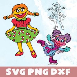 abby cadabby and julia christmas svg,png,dxf,vinyl cut file, png, ai printable design file