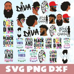 afro woman and man svg,png,dxf,afro woman and man svg bundle,png,dxf,vinyl cut file, png, ai printable design file