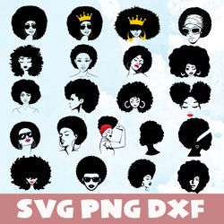 afro woman svg,png,dxf,afro woman svg bundle,png,dxf,vinyl cut file, png, ai printable design file