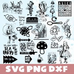 alice disney svg silhouette svg,png,dxf,alice disney svg bundle,png,dxf,vinyl cut file, png, ai printable design files