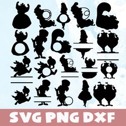 alice in wonderland bundle disney silhouette svg bundle,png,dxf,vinyl cut file, png, ai printable design files