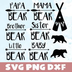 bear family svg,png,dxf,bear family logo svg bundle,png,dxf,vinyl cut file, png, ai printable design files