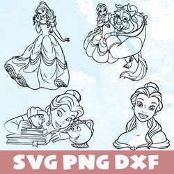 beauty and the beast disney outline svg bundle,png,dxf,vinyl cut file, png, ai printable design files