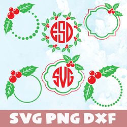 christmas holly monogram svg,png,dxf,christmas holly monogram bundle svg,png,dxf,vinyl cut file, png