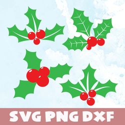 christmas holly svg,png,dxf,christmas holly bundle svg,png,dxf,vinyl cut file, png