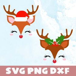 christmas reindeer face svg,png,dxf,christmas reindeer face bundle svg,png,dxf,vinyl cut file, png