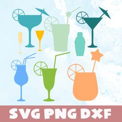 cocktail glasses svg,png,dxf, cocktail glasses silhouette bundle svg,png,dxf, vinyl cut file, png