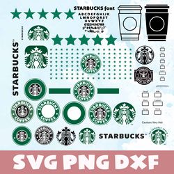 starbucks font and logo svg,png,dxf,starbucks font and logo bundle svg, png,dxf,vinyl cut file,png, cricut