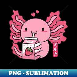 kawaii axolotl strawberry milk shake - png transparent sublimation file