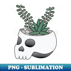 Succulent Skull Planter, Folk Punk, Dark Art - Premium Png Sublimation File