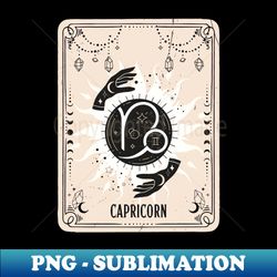 capricorn zodiac symbol card with fortune teller mystic hands. - creative sublimation png download