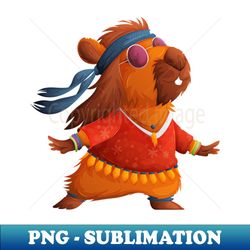 cute capybara in hippie clothes - sublimation-ready png file