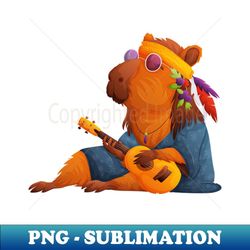 cute capybara in hippie clothes - png sublimation digital download