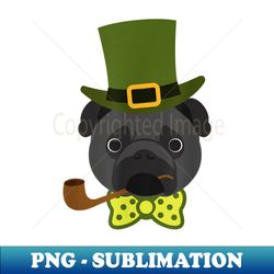 st. patrick's day black pug with bow tie - novelty