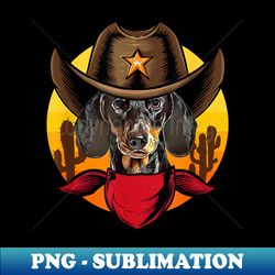 funny dachshund dog country music cowboy - png transparent sublimation design