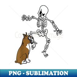 boxer dog biting skeleton leg halloween dog - premium sublimation digital download