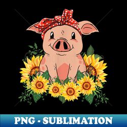 cute pig bandana sunflower - premium png sublimation file