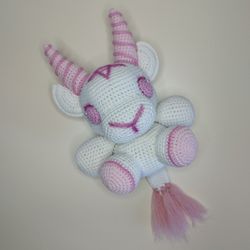 baphomet with white body and light pink horns - kawaii decoration