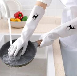 female waterproof rubber latex dishwashing gloves kitchen durable cleaning housework chores dishwashing tools