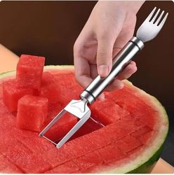 2-in-1 stainless steel watermelon cutting fork watermelon slicer cutter watermelon fruit cutting for artifact kitchen ga