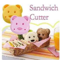 diy sandwich mold cute cartoon bear bread model cutter sealer for kids bento rice ball lunch baking mold 2 color n9j1