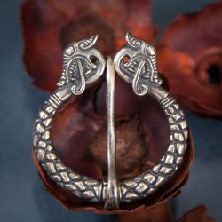 dragon handcrafted brooch. viking fibula. pagan jewelry. scandinavian norse replica. celtic style. outwear accessory