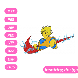 swoosh x goku power embroidery design, machine embroidery design, anime embroidery design