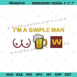 im a simple man washington commanders embroidery design file png