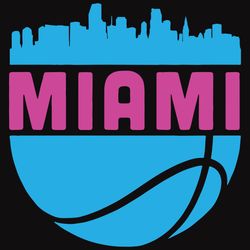 miami florida cityscape retro basketball svg