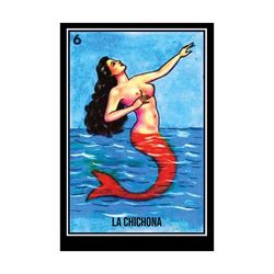 la chichona mermaid loteria card svg, trending svg, la sirena svg, loteria card, mexican bingo, mermaid card, la chichon