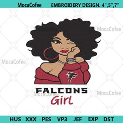 falcons black girl embroidery design file download