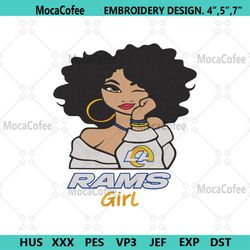 rams black girl embroidery design file download