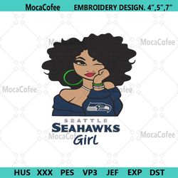 seattle seahawks black girl embroidery design file download