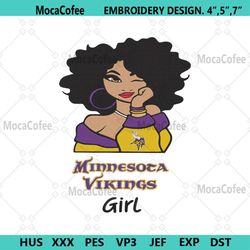 minnesota vikings black girl embroidery design file download