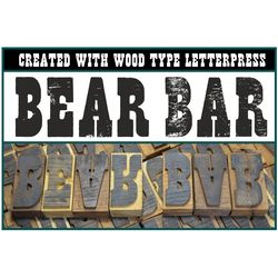 bear bar letterpress font | typewriter font, distressed font, vintage font, retro font, grunge font, letterpress font