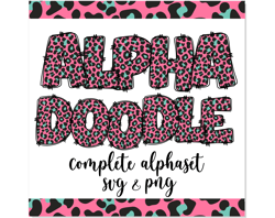 doodle leopard alphabet letters svg png canva cricut, doodle font png svg, leopard print doodle alphabet png