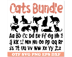 cat bundle | cat font ttf, cat svg png, cat font svg, cat kitty font otf, cat letters svg, cat silhouette svg, cat svg