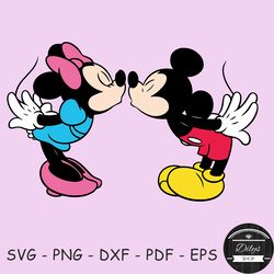 mickey and minnie kissing svg, disney valentine svg