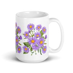 aster mug aster flower lover gift flower coffee mug naturecore floral tea mug september birthday mon