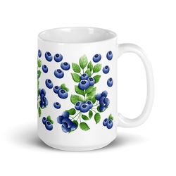 blueberry mug blueberry lover gift blueberries fruit mug cottagecore coffee, tea mug berry gift holi