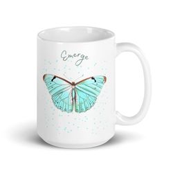 butterfly mug butterfly lover gift positive word daily affirmation emerge butterflies coffee tea mug