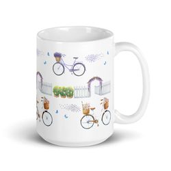 flower bike mug flower market biking nature lover gift cottagecore boho chic countryside whimsical c