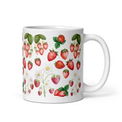 strawberry mug strawberry lover gift berries, berry, nature mug, cottagecore coffee tea fruit forage