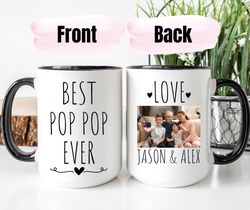 best ever pop pop coffee mug, personalized photo mug, best grandpa gift, mug with kids picture, pop pop coffee mug, chri