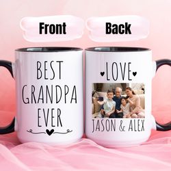 best grandpa ever coffee mug, personalized photo mug for grandpa,personalized with photo of kids,grandfather mug with pi