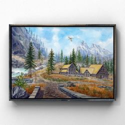 skyrim print| skyrim poster| skyrim art| the elder scrolls art| video game art| gift for gamer| fantasy art| wall decor