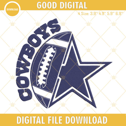 Cowboys Ball And Star Machine Embroidery Design File, Dallas Cowboys Embroidery Designs, Embroidery Design,Embroidery De
