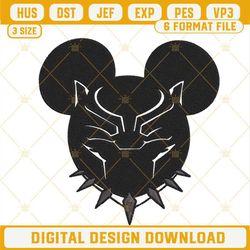 black panther mickey ears embroidery designs, wakanda forever embroidery files - freddy shop